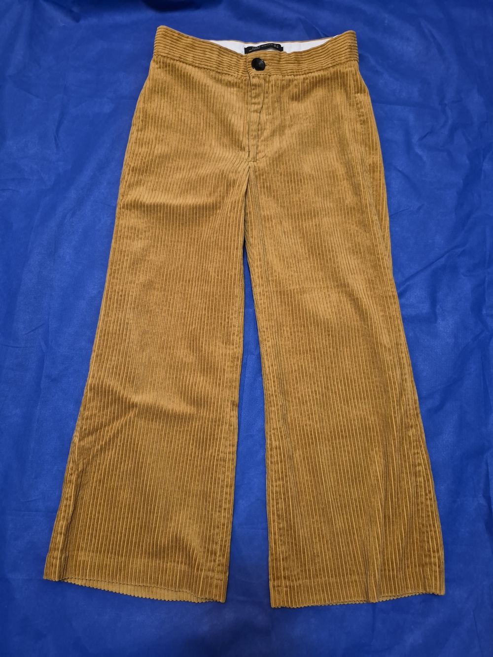 Zara Women's/girls Corduroy Wide-Leg Pants in Mustard Brown